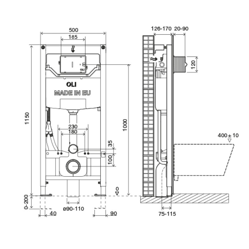 Cisterna empotrada dual OLI120 Plus mecánica 885052