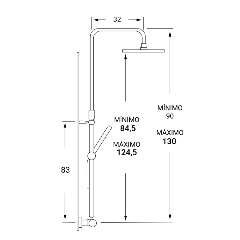 Columna de ducha termostática cuadrada Square Cromo SQ50