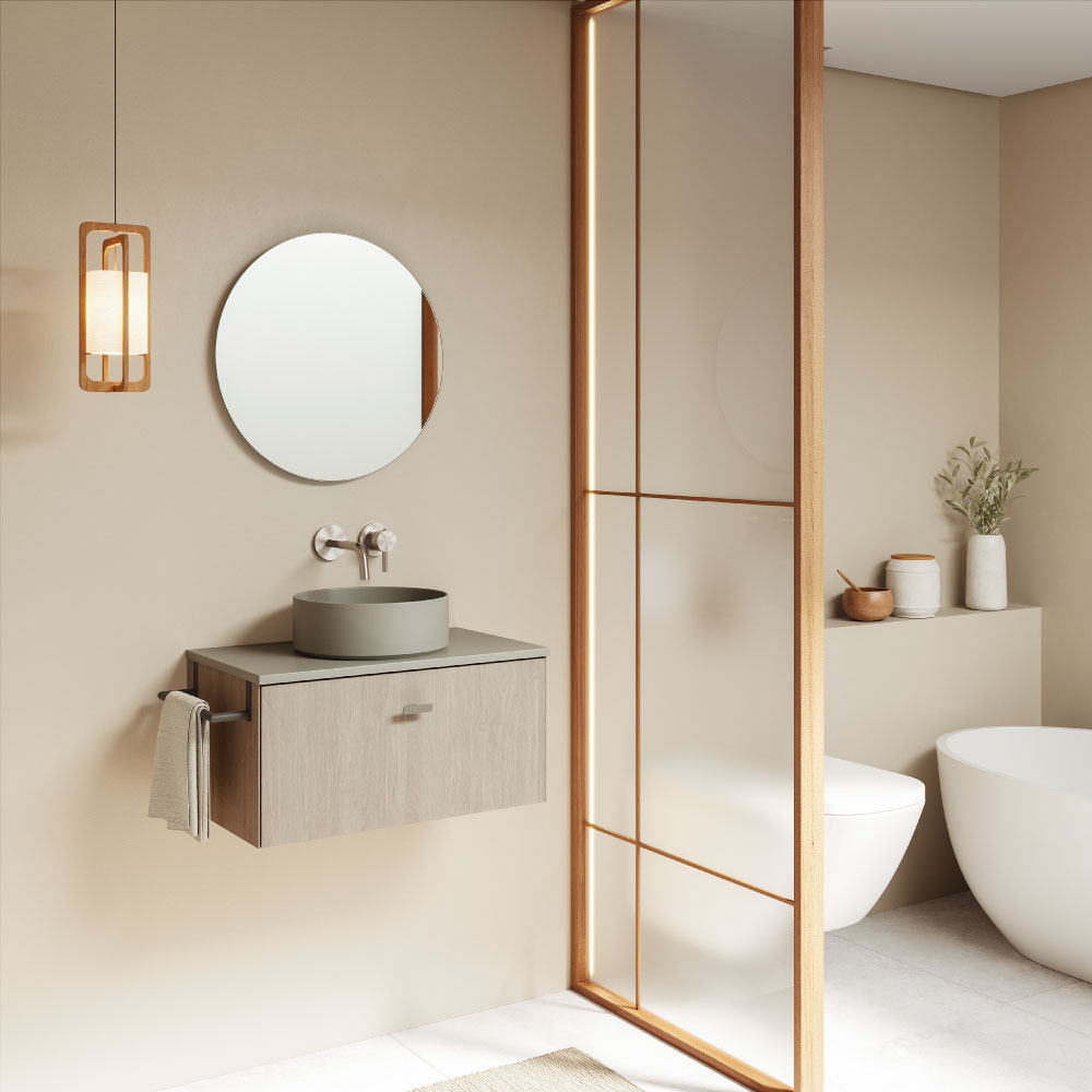 Mueble de baño con lavabo Mei Top Roble 60 cm C0075600