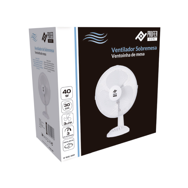 Ventilador de sobremesa con 30 cm, 40W y 3 velocidades