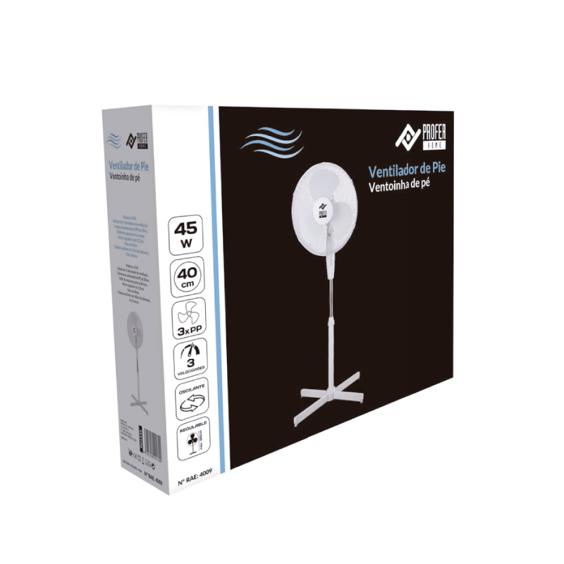 Ventilador de pie con 125 cm de alto y 3 velocidades
