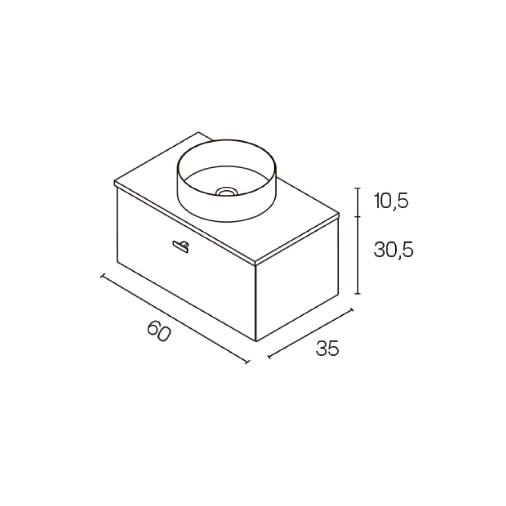 Mueble de baño con lavabo Mei Top Roble 60 cm C0075600