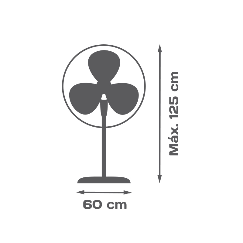 Ventilador de pie con 125 cm de alto y 3 velocidades